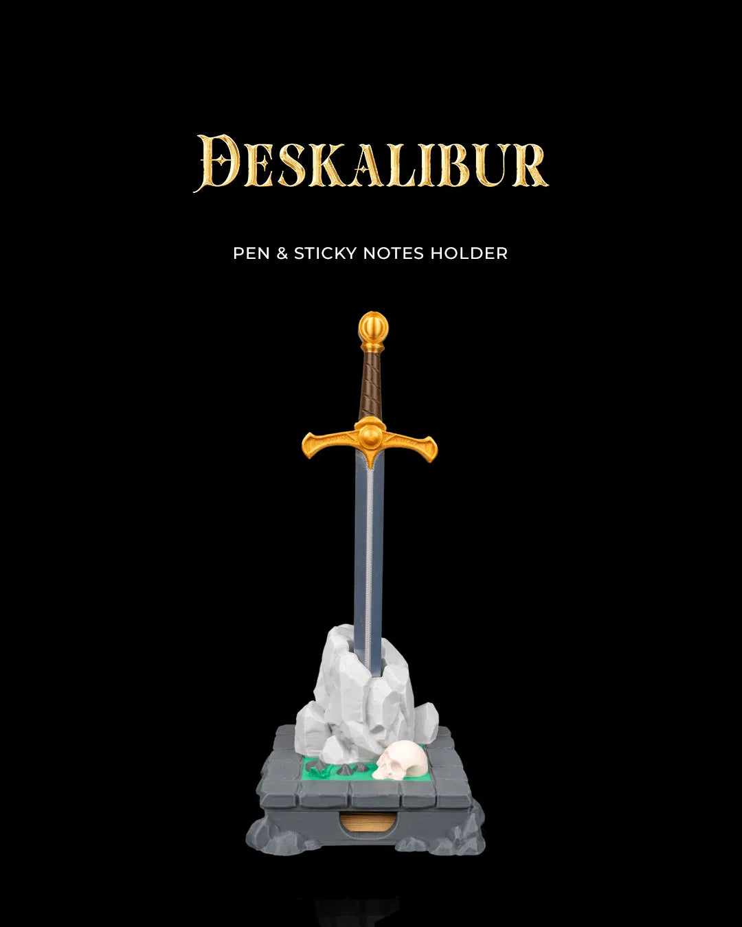 Deskalibur – Pen & Sticky Notes Holder